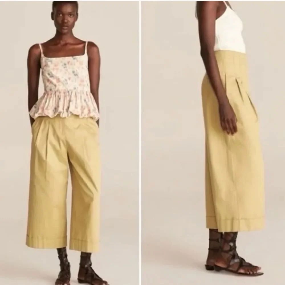 Rebecca Taylor Compact Twill Cropped Wide Leg Khakis Sz 8